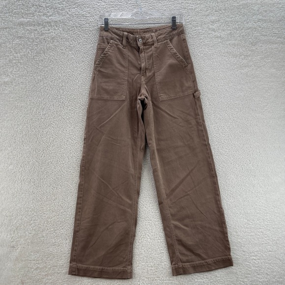 American Eagle Outfitters Pants - American Eagle Pants Womens 2 Brown Super High Rise Baggy Wide Leg Carpenter Y2K